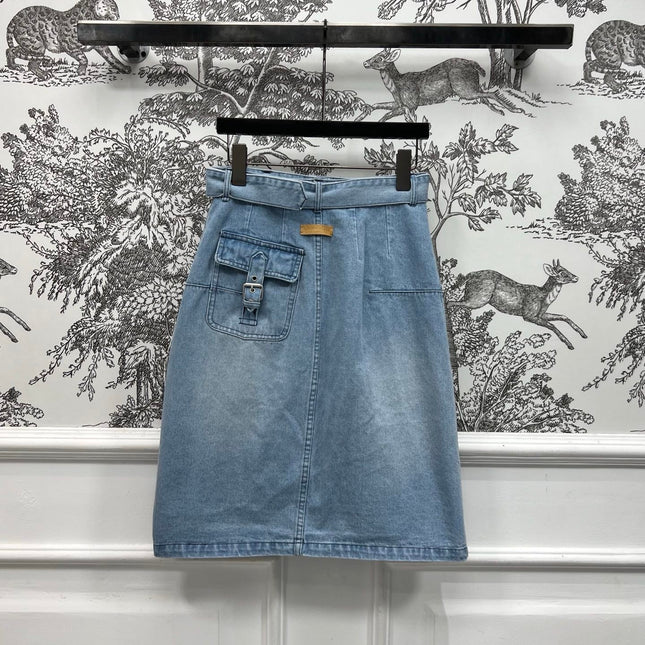 JEAN SKIRT DENIM JACQUARD DUSTY BLUE 266730