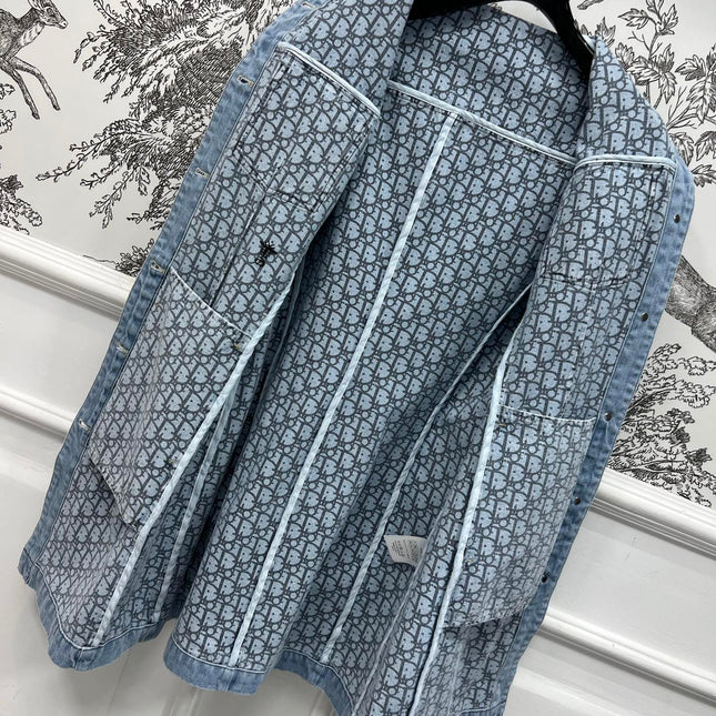 JEAN DRESS WITH FLUTTER SLEEVES DENIM JACQUARD DUSTY BLUE 266734