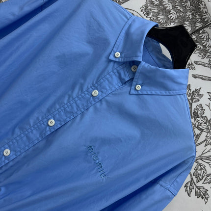 MIUMIU LONG SLEEVE SHIRT DRESS WITH COLLAR AND WAIST TIE 268852