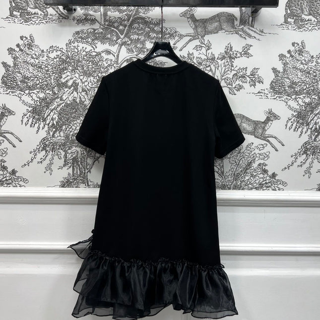 LOEWE SHORT SLEEVE CREW NECK ORGANZA DRESS 268755