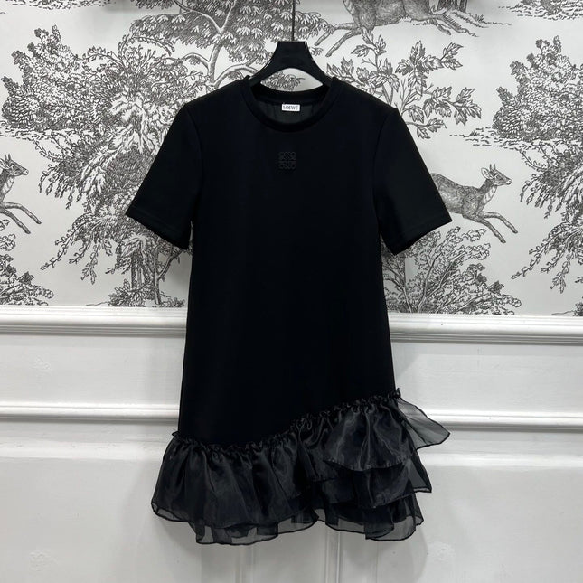 LOEWE SHORT SLEEVE CREW NECK ORGANZA DRESS 268755