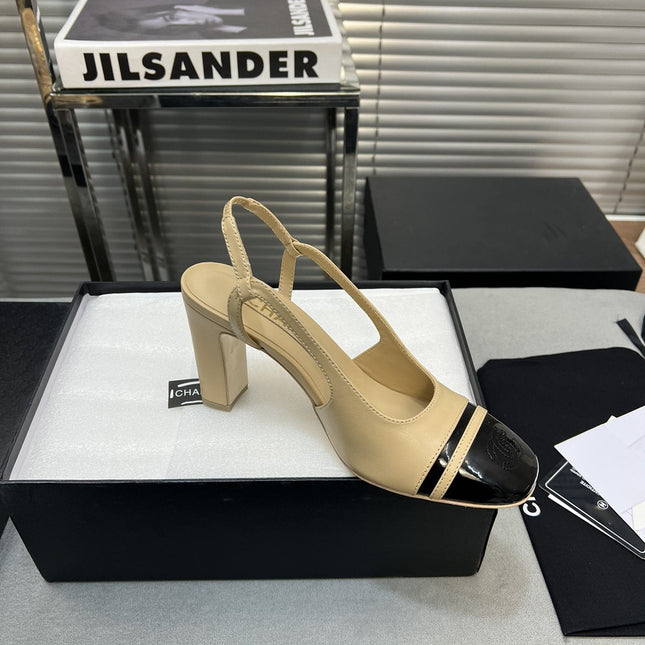 slingback light beige suede silver metalic lambskin square toe 9.5