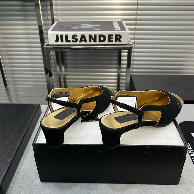 slingback black suede gold metalic lambskin square toe 5.0
