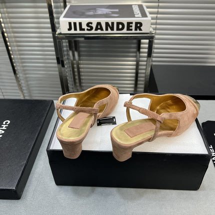 slingback rose suede gold metalic lambskin square toe 5.0