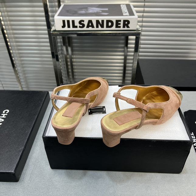slingback rose suede gold metalic lambskin square toe 5.0