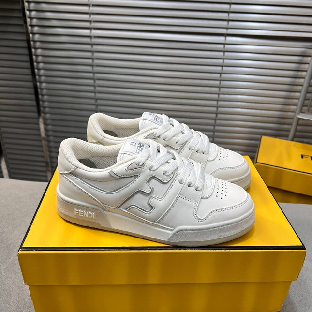 FENDI MATCH LOW TOPS IN WHITE CALFSKIN AND MESH