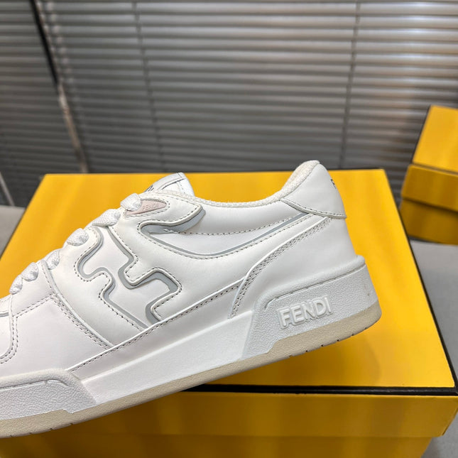 FENDI MATCH LOW TOPS IN WHITE CALFSKIN AND MESH
