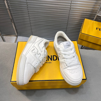 FENDI MATCH LOW TOPS IN WHITE CALFSKIN AND MESH