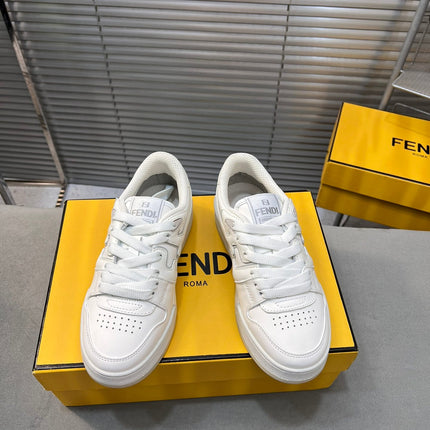 FENDI MATCH LOW TOPS IN WHITE CALFSKIN AND MESH