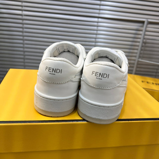 FENDI MATCH LOW TOPS IN WHITE CALFSKIN AND MESH