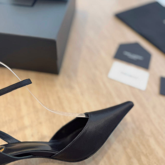 HIGH SLINGBACK 75 MM IN BLACK CALFSKIN