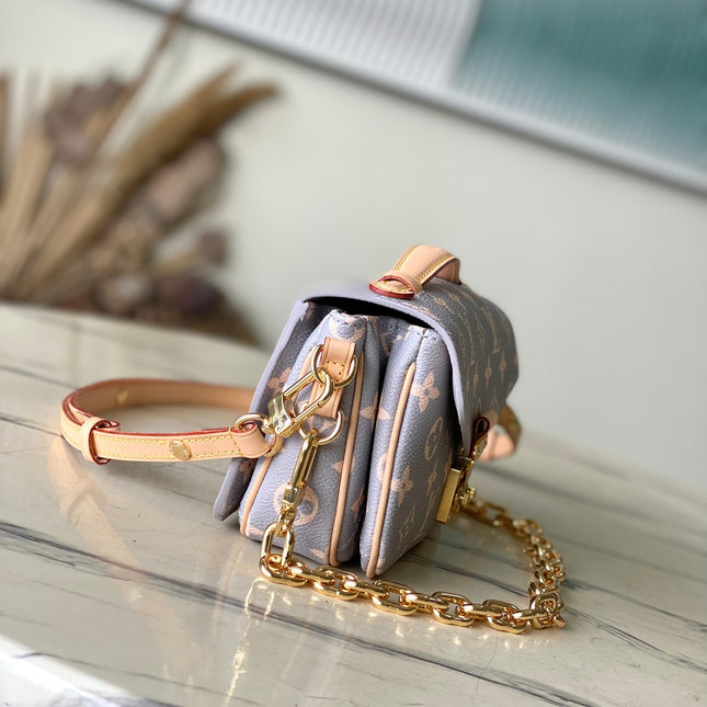 POCHETTE MÉTIS EAST WEST 21 IN GRAY CREAM MONOGRAM TRIANON CANVAS GOLD HARDWARE