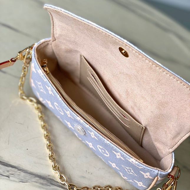 IVY 23 IN GRAY CREAM MONOGRAM TRIANON CANVAS GOLD HARDWARE