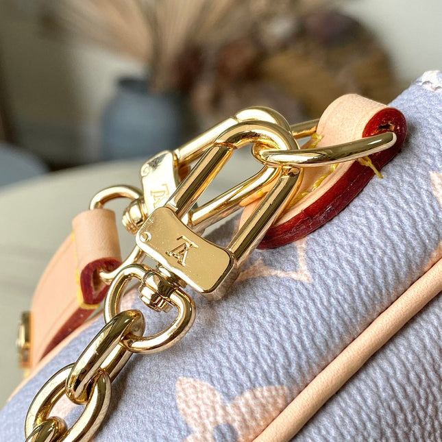 IVY 23 IN GRAY CREAM MONOGRAM TRIANON CANVAS GOLD HARDWARE