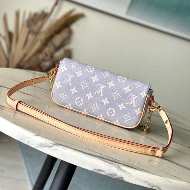 IVY 23 IN GRAY CREAM MONOGRAM TRIANON CANVAS GOLD HARDWARE