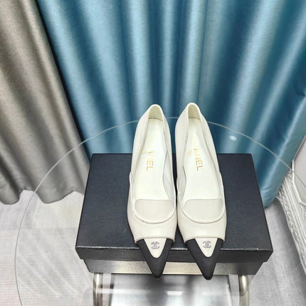 HIGH HEELS IN WHITE MIX BLACK SHEEPSKIN