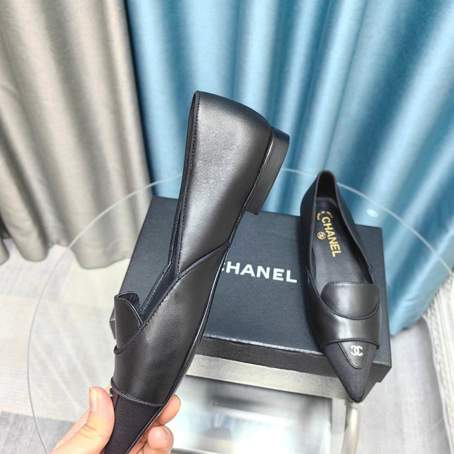 BALLET FLAT BLACK SHEEPSKIN POINTED TOE