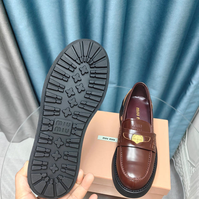 THICK-SOLED LOAFERS SHOES WALNUT COLOR COWHIDE