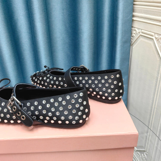 MARY JANE SHOES BLACK COWHIDE WITH DIAMOND