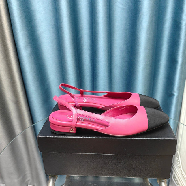 SLINGBACKS IN BARBIE PINK MIX BLACK LAMBSKIN