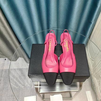 HIGH SLINGBACKS IN BARBIE PINK MIX BLACK LAMBSKIN