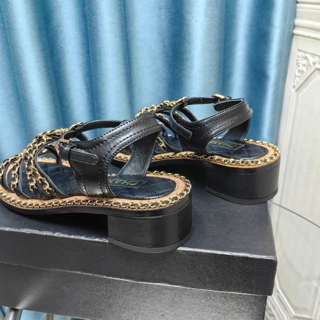 HIGH SANDALS WITH THREE STRAPS IN BLACK CALFSKIN