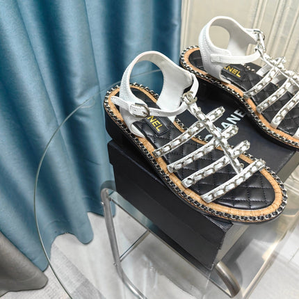 HIGH SANDALS WITH THREE STRAPS IN WHITE CALFSKIN