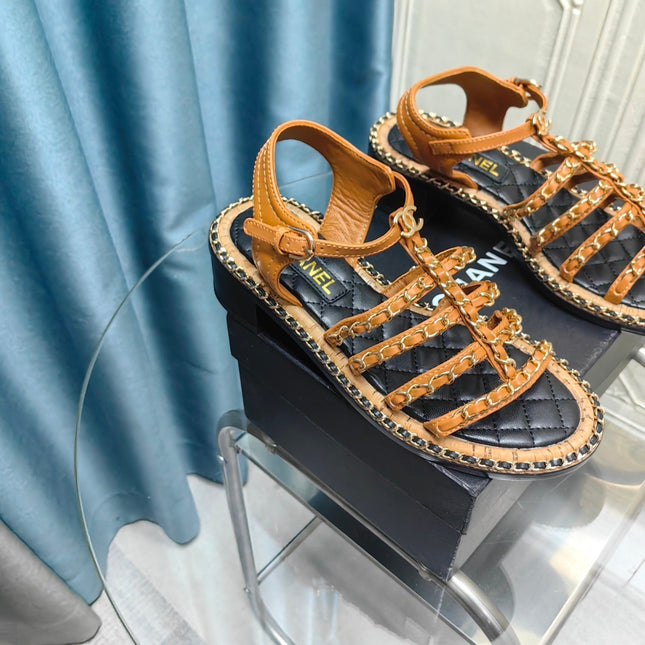 HIGH SANDALS WITH THREE STRAPS IN OCHRE YELLOW CALFSKIN