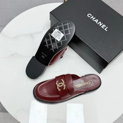 CC FLAT MULE 25S IN DARK RED CALFSKIN STYLE 10
