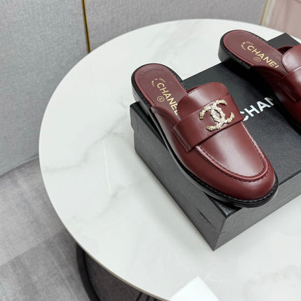 CC FLAT MULE 25S IN DARK RED CALFSKIN STYLE 10