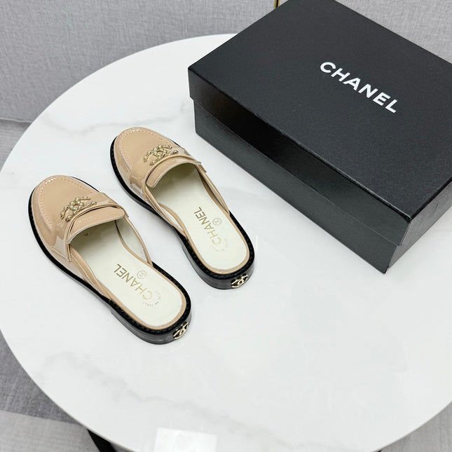 CC FLAT MULE 25S IN LIGHT BEIGE CALFSKIN STYLE 9