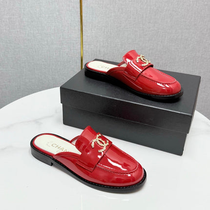 CC FLAT MULE 25S IN RED CALFSKIN STYLE 8