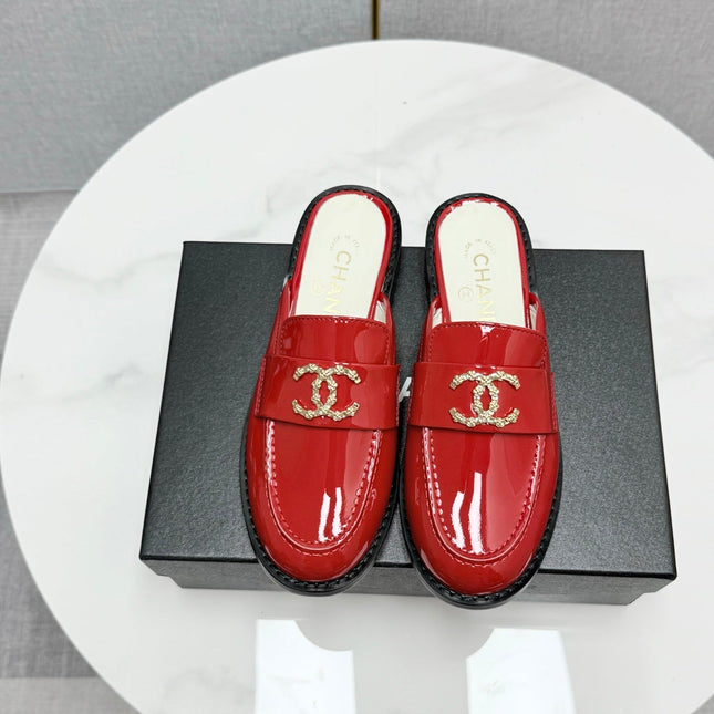 CC FLAT MULE 25S IN RED CALFSKIN STYLE 8