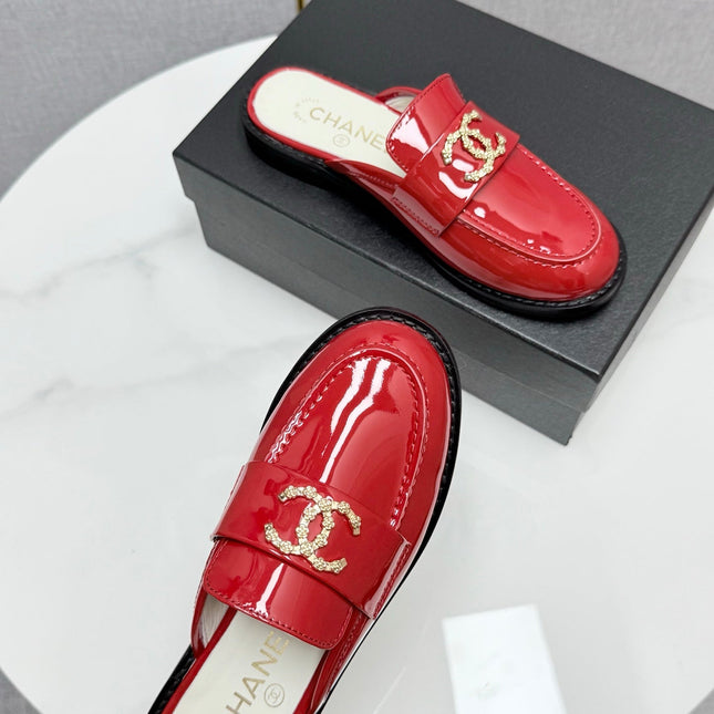 CC FLAT MULE 25S IN RED CALFSKIN STYLE 8