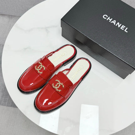 CC FLAT MULE 25S IN RED CALFSKIN STYLE 8