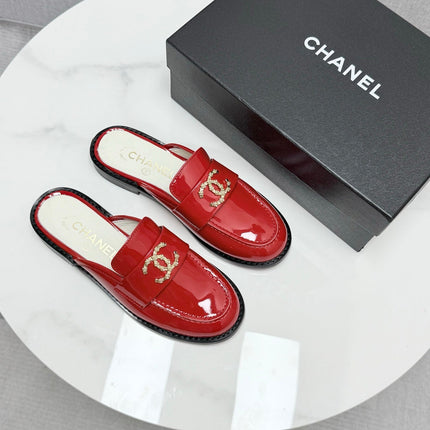 CC FLAT MULE 25S IN RED CALFSKIN STYLE 8