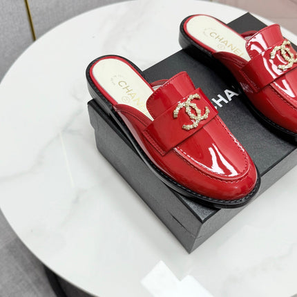 CC FLAT MULE 25S IN RED CALFSKIN STYLE 8