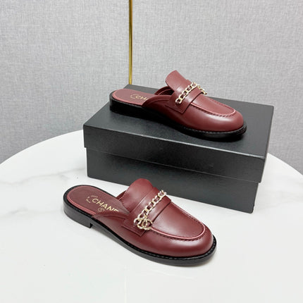 CC FLAT MULE 25S IN DARK RED CALFSKIN STYLE 1