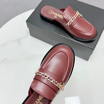 CC FLAT MULE 25S IN DARK RED CALFSKIN STYLE 1