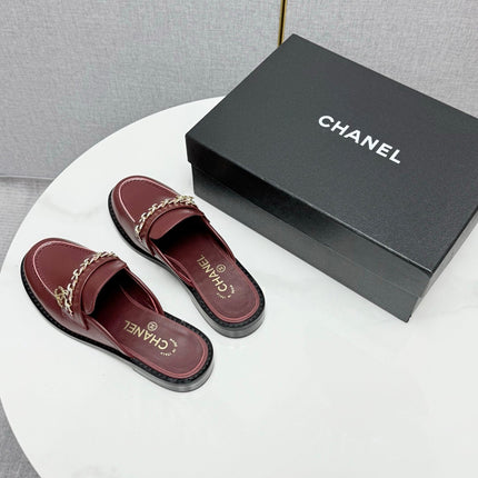 CC FLAT MULE 25S IN DARK RED CALFSKIN STYLE 1