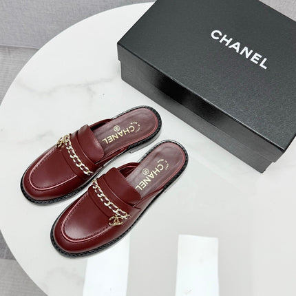 CC FLAT MULE 25S IN DARK RED CALFSKIN STYLE 1