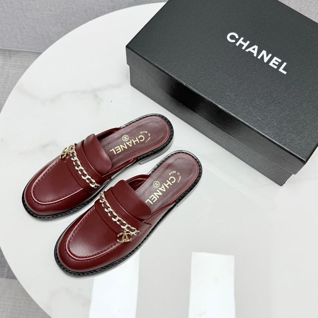 CC FLAT MULE 25S IN DARK RED CALFSKIN STYLE 1