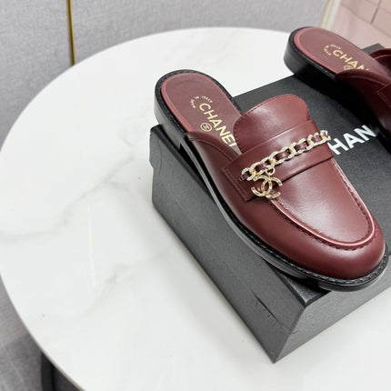 CC FLAT MULE 25S IN DARK RED CALFSKIN STYLE 1