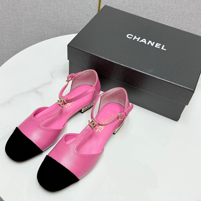 CC MARY JANE 25S IN PINK LAMBSKIN AND BLACK SUEDE WITH PEARL HEEL