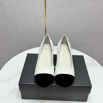 CC HIGH HEEL 25S IN BLACK LAMBSKIN AND SUEDE WITH PEARL HEEL STYLE 6