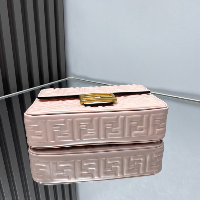 Fend Baguette 24 Bag With FF Motif Pink Leather Ghw
