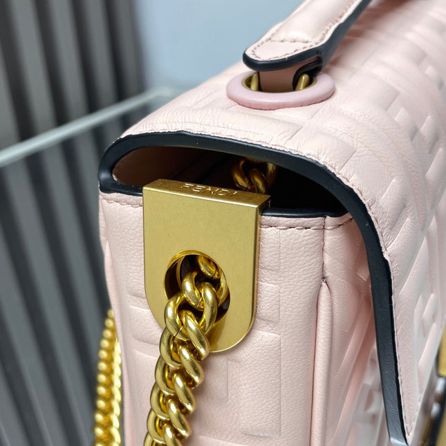 Fend Baguette 24 Bag With FF Motif Pink Leather Ghw