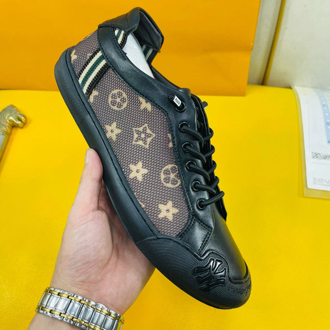 LV SNEAKER BROWN MONOGRAM JACQUARD AND BLACK CALFSKIN