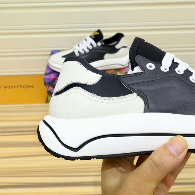 LV SNEAKER BLACK MIX WHITE IVORY CALFSKIN