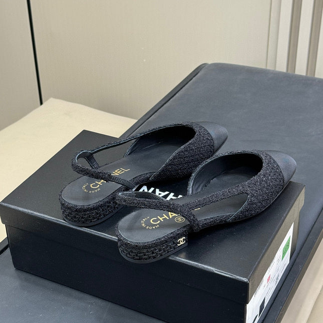 CC SLINGBACK 25S IN BLACK TWEED AND FABRIC